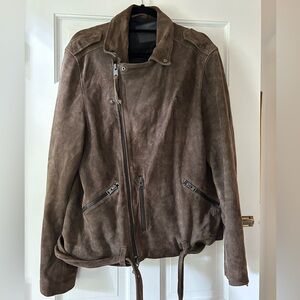 All saints belted suede biker jacket